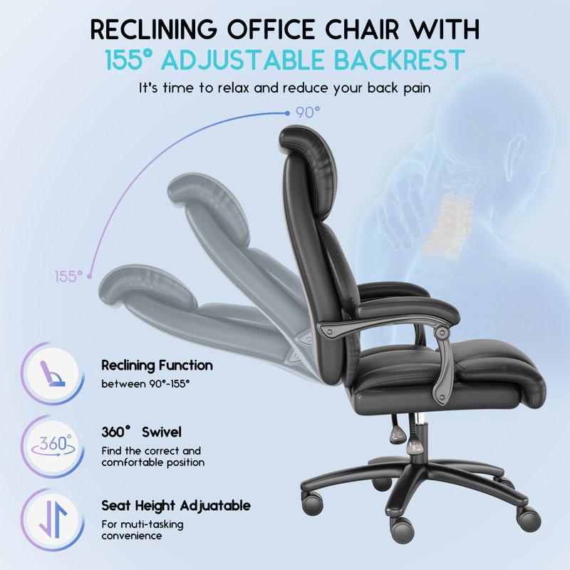Inbox Zero Kelah Executive Reclining Office Chair Big and Tall Office Chair Reviews Wayfair